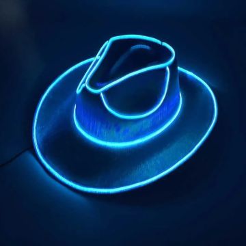 Morsom cowboy rave hatt med LED Blå