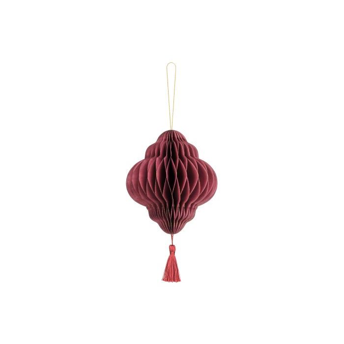 Mørk raud papir honeycomb med dusk - 15x13,2 cm