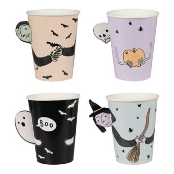 Pap koppar med halloweenmotiv 8x - 250 ml