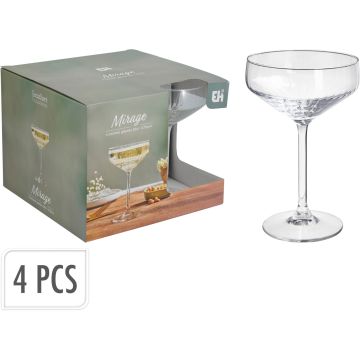 Riflede cocktailglass i skålfacon, 4 stk., 29 cl