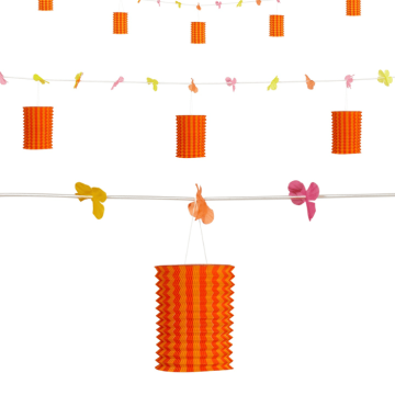 Oransje/gul lyskilde blomster girlande - 3 meter