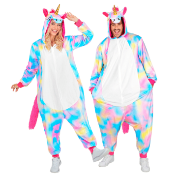 Regnbue enhjørning kostyme onesie - unisex