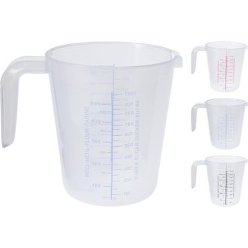 Gjennomsiktig målekanna med hank 1 liter