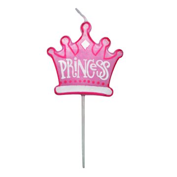 Prinsessekrone kakelys rosa 9 cm