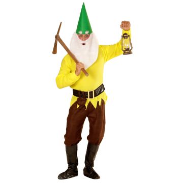 GUL NISSE (kåpe, bukser, belte med veske, støveldeksler, hatt, øyenbryn og skjegg) Gul