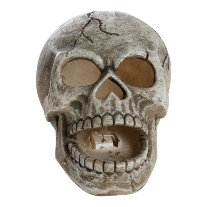 Halloween LED Skalledekorasjon grå Det Gamle Apotek