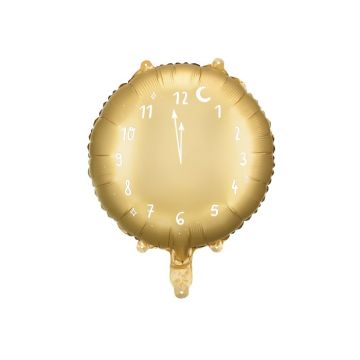 Gullfarga runde klokke folieballong - 45 cm