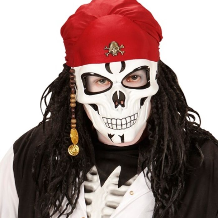 Pirat skjelettmaske med raud bandana
