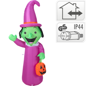 Oppustbar halloweenheks med LED 150 cm
