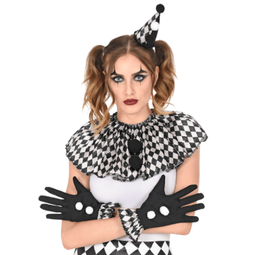 Svart/hvitt harlekin kostyme - 3 deler