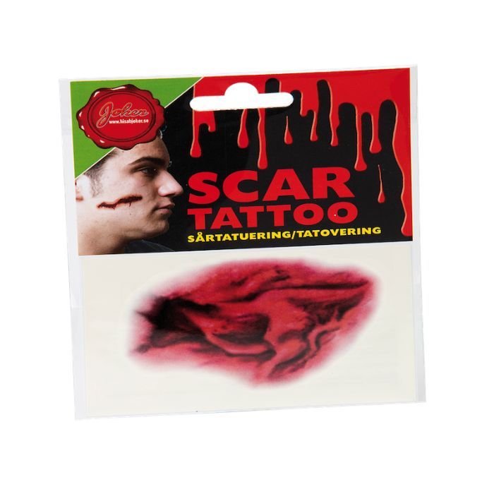 Blodig sår kunstig halloween tatovering  9 cm 