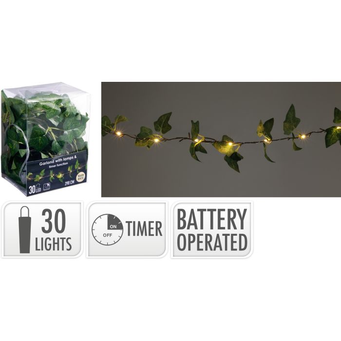 Efugirlander med 30 LED-lys 290 cm