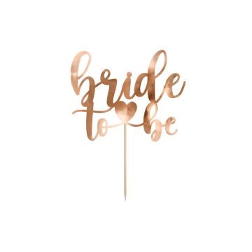 Rose gold "Bride To Be" kakedekorasjon - 17,5 cm