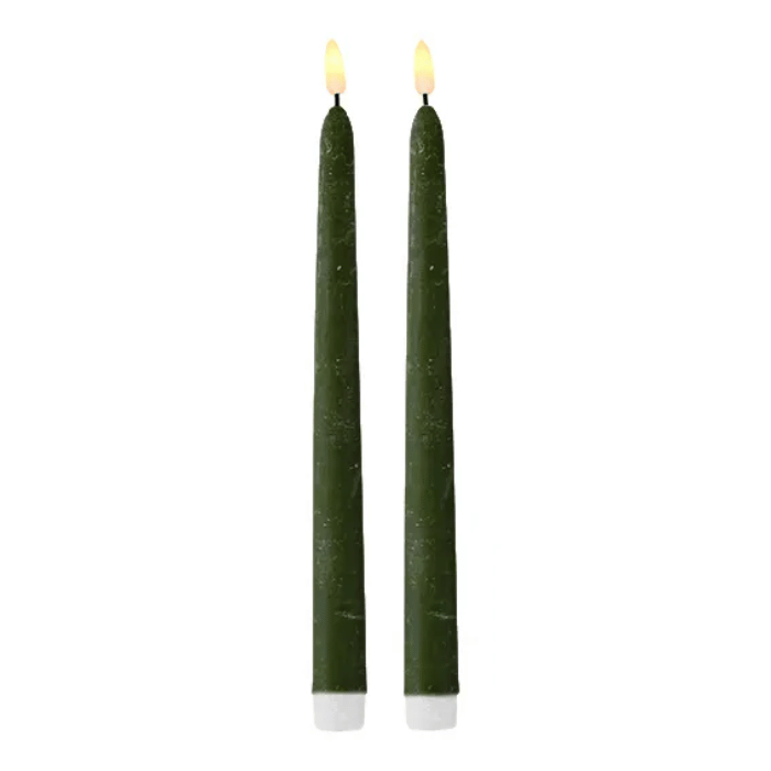 LED-kronelys 2x mørkegrønn - 2x25 cm