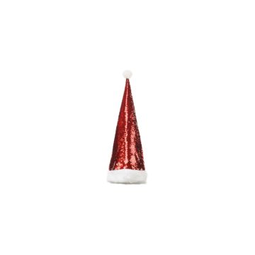 Nissehue med paljetter raud 70 cm
