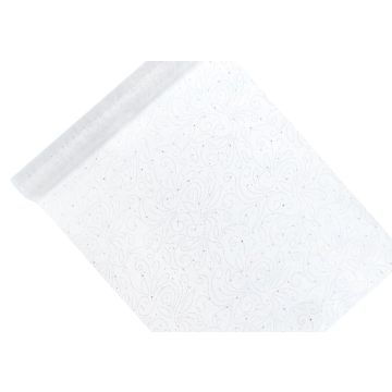 Organza Bordløpar Kvit Perlemønster - 9 Meter