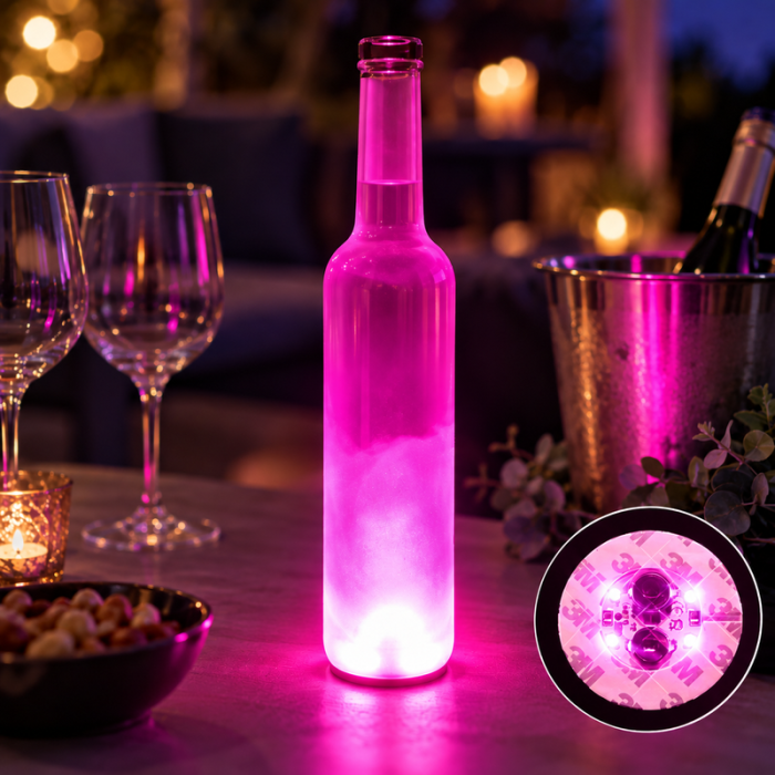 LED flaske lys rosa skum coaster 50x - med selvklebende tape