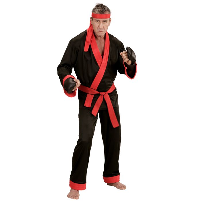 Kickboxer kostyme i svart og rødt for herrer