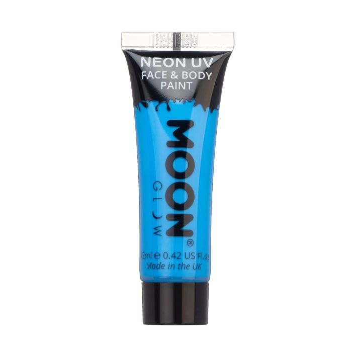 Intens neon UV ansikts- og kroppsmaling 12 ml Moon Creations blå