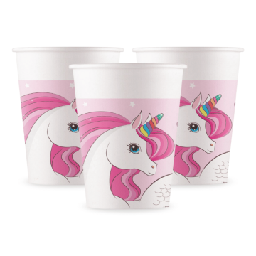 Rosa enhjørning papkrus 8x - 200 ml