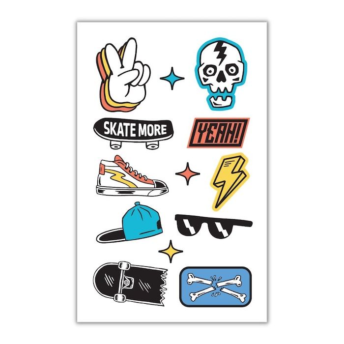 Skater tatoveringar midlertidige 13x 
