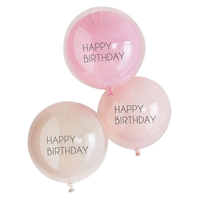 Dobbeltlags Happy Birthday Ballongar Lys Rosa 3 stk. - 45 cm