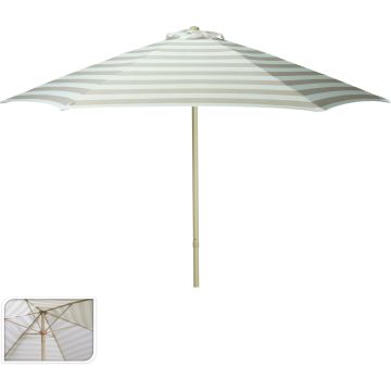 Stor parasoll, beige og råhvit stripet, Ø 230 cm