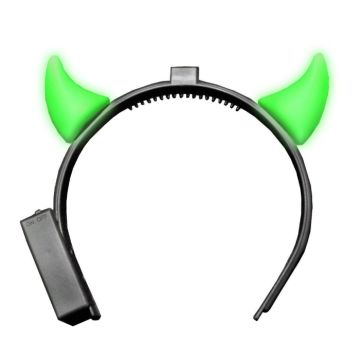 Djevelhorn med lys inkl batteriar grøn