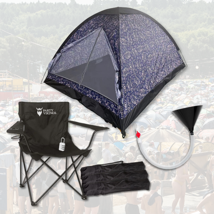 Festivalpakke 4 personar premium - BJORN telt, festivalstol m.m. 