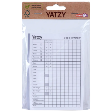 Yatzy-blokkar 3-pak - 5 og 6 terningar