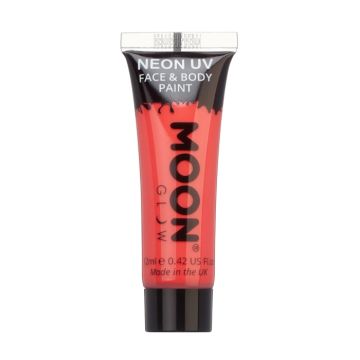 Intens neon UV ansikts- og kroppsmaling 12 ml Moon Creations rød