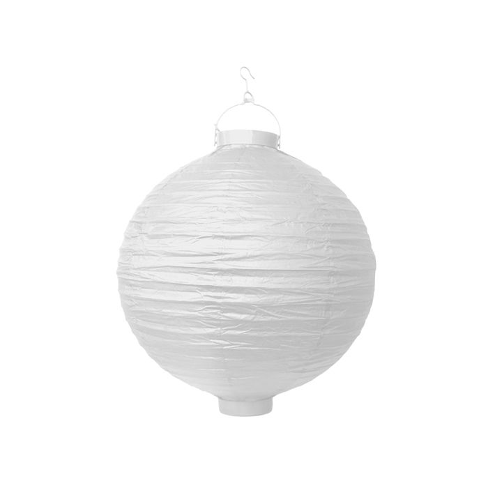 Kvit LED Papirlanterne - 20 cm