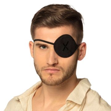 Piratblinde til auga i svart stoff