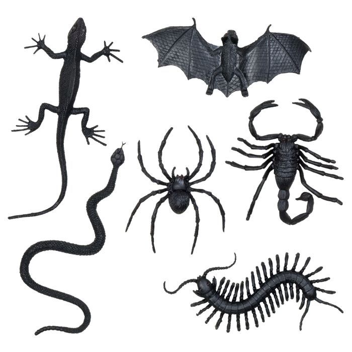 Skumle halloween kryp svart - 6 delar