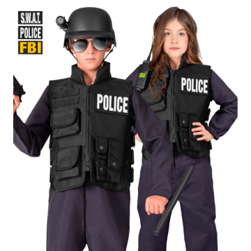 Politi vest med borrelås til barn - 3 slag