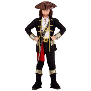 Detaljert piratskipperkostyme for gutter