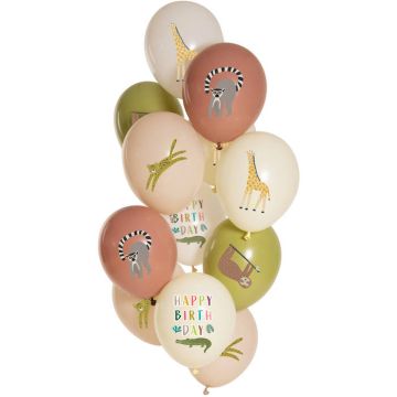 Happy birthday ZOO-ballongar 12x - 33 cm