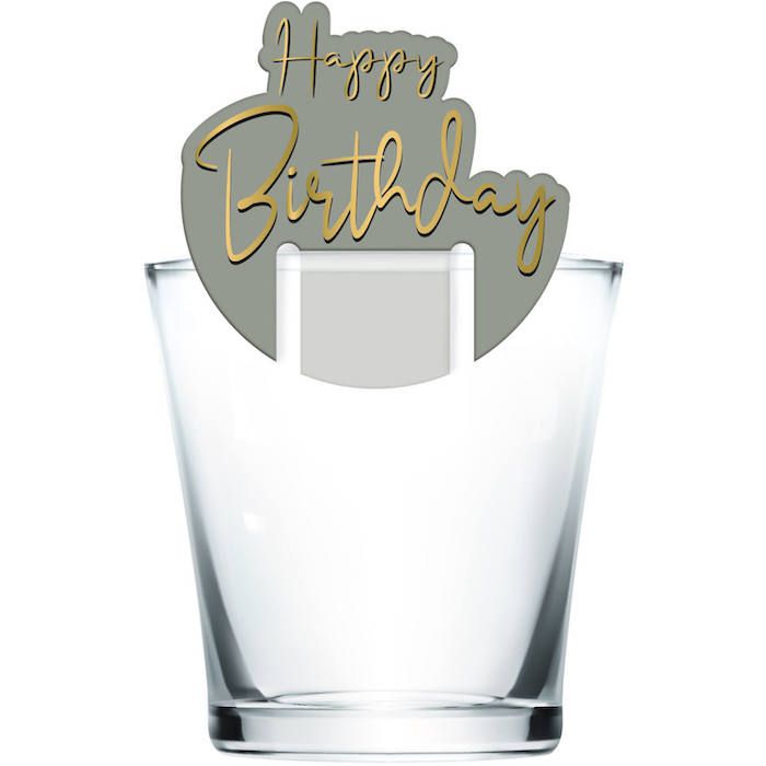 "Happy Birthday" Drikkemerker Golden Dawn 6x