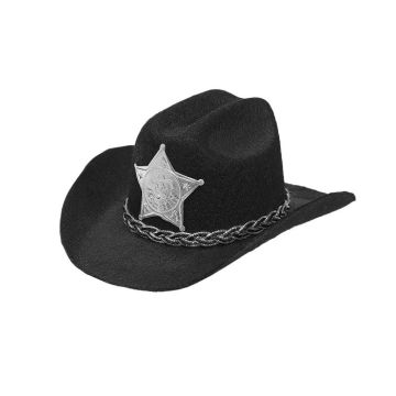 Svart mini sherif cowboyhatt - onesize