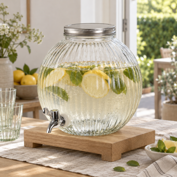 Drikkevaredispenser i ribbet glass med kran 5,5 liter
