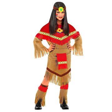Indiansk jentekostyme for barn - 4 deler