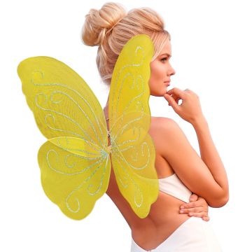 Sommarfuglevenger glitter gul