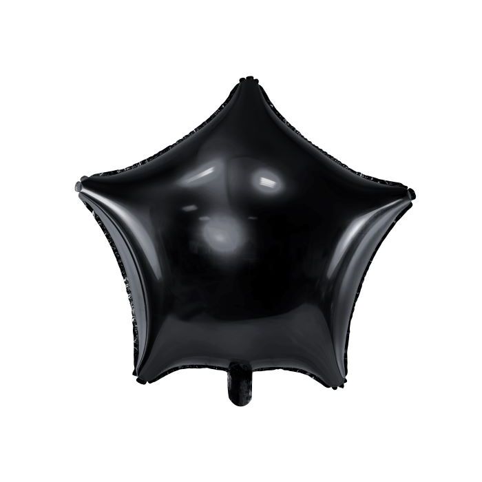 Svart stjerne folieballong - Ø48 cm