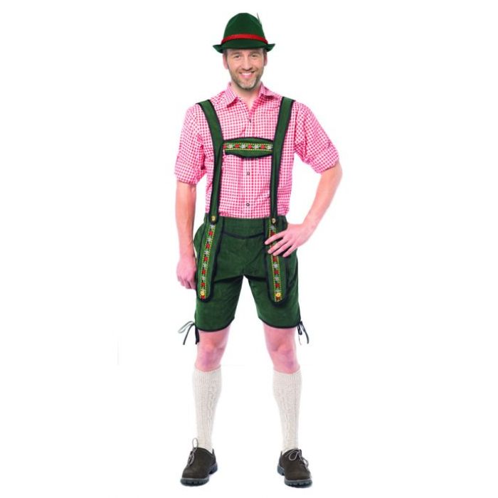 Tyroler lederhosen bukser Johann kort grønn