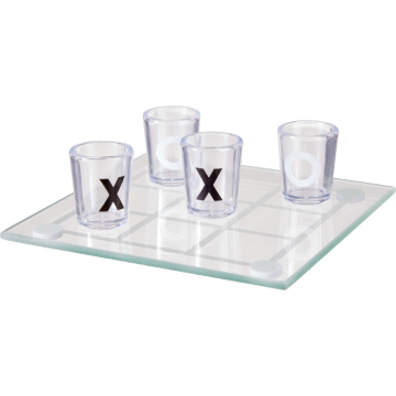 Kryss og sign drikkespel i glas med 9 shotsglas