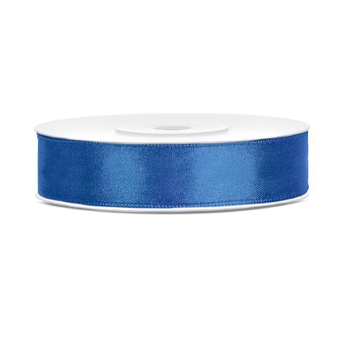 Blå satinband - 12 mm x 25 m