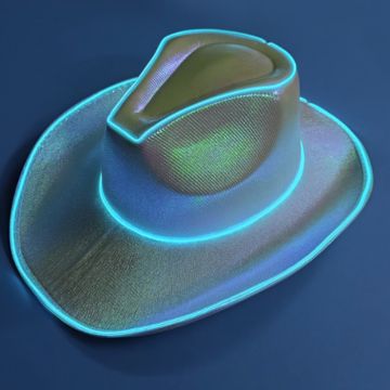 Morsom cowboy rave hatt med LED - Gul