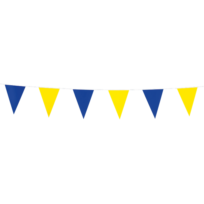 Blå og Gul Flagguirlande - Flagg 10x15 cm - 3 meter