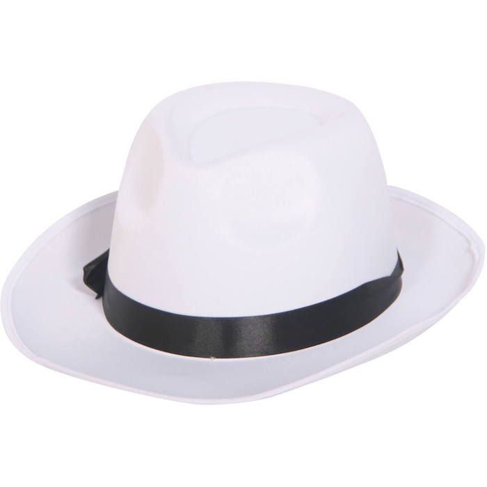 Kvit Fedora-hatt - 59 cm