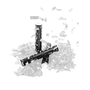 Kvit konfettirør 40 cm PartyVikings - Metallic Rektangulær